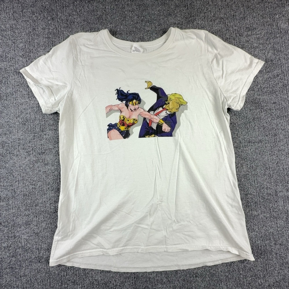 Fruit Of The Loom T-Shirt Womens 2XL White Wonder Woman Political Graphic Tee